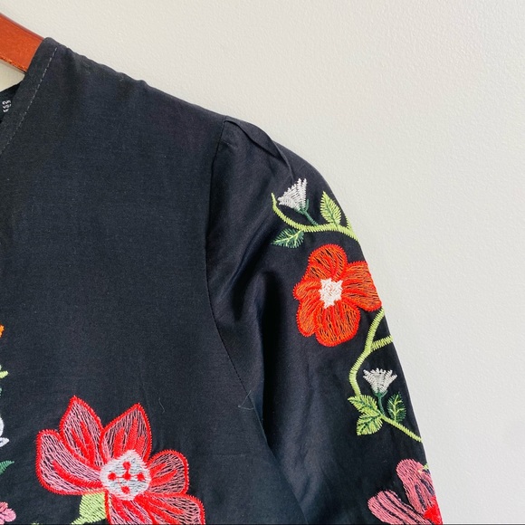 Zara floral embroidery shift dress in black color - Picture 8 of 10